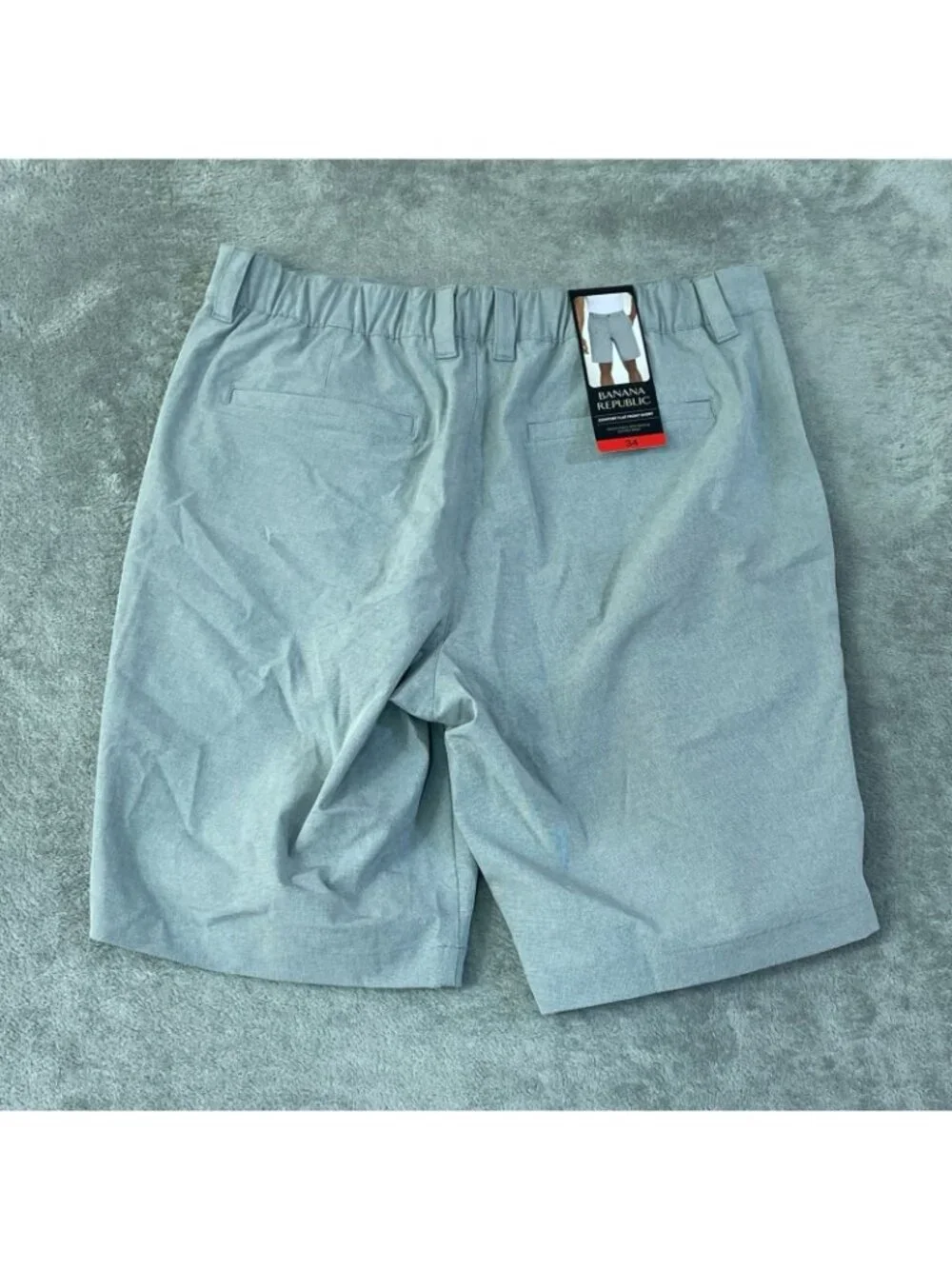 NWT Banana Republic Men's 34 Gray Comfort Flat Front Shorts Stretch Fabric
